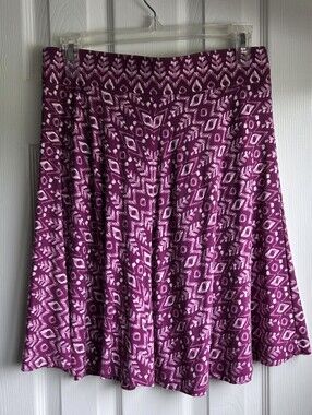 Loft Women's Patterned A-Line Skirt in Eggplant Purple